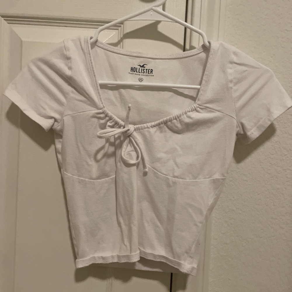 Hollister Women's White Blouse with Tie Detail